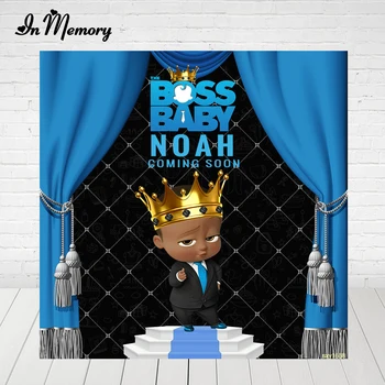 

InMemory Boss Baby Shower 1st Birthday Party Backdrop For Boys Royal Blue Curtain Little Men Backgrounds For Photo Studio Custom