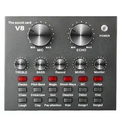 Carte son externe V8 Live, mélangeur Audio, USB externe, casque, Microphone, ordinateur portable, carte son externe universelle 