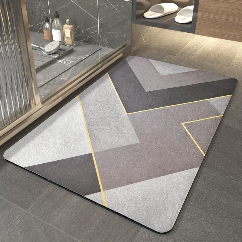 

Black Technology Bathroom Soft Diatom Mud Absorbent Floor Mat Toilet Washroom Super Fast Dry Light Luxury Dirty Carpet