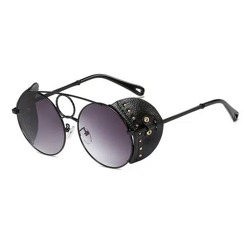 C01 Black RUGIADA брендовые Роскошные поляризованные женские кожаные панк Солнцезащитные очки для мужчин вождения стимпанк женские солнцезащитные очки Oculos RA2016 - Цвет линз: C01 Black