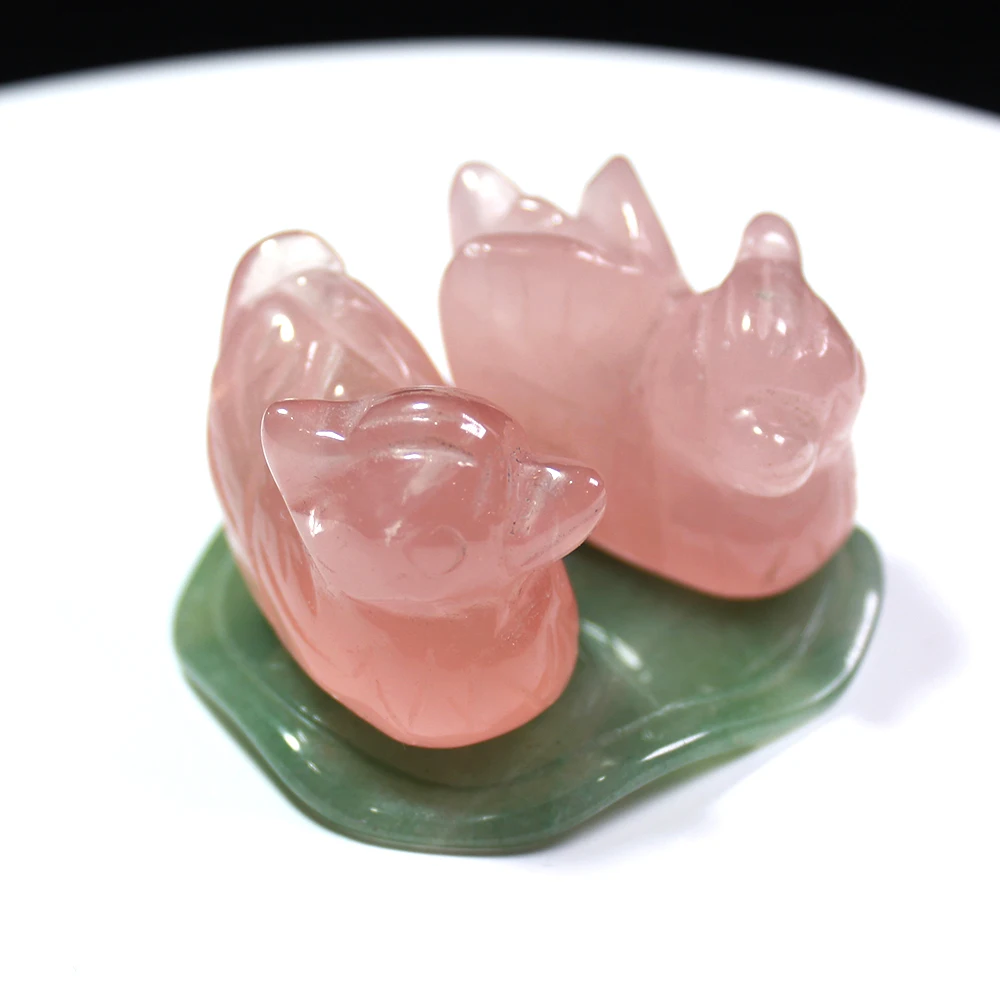 Runyangshi розовый кварц мандарин утка натуральный камень резные любовник символизирует статуэтку зеленый авантюрин стенд чакра реки украшения - Цвет: 1.5 inches