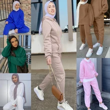 

Ramadan Abaya Winter Clothes Women Sweatshirts Arabic Muslim Fleece Hoodies Sets Ensemble Femme Musulman Turkey Kaftan Marocain