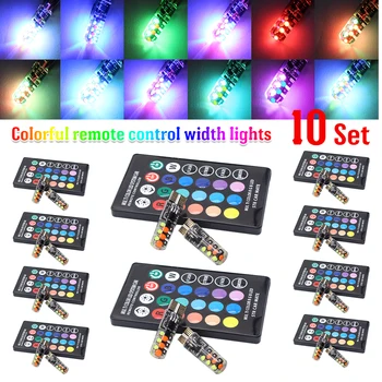 

10 Sets T10 LED RGB Light COB Silicone Strobe Flash T10 194 RGB Led Interior Reading Light Car T10 Decorative Wedge Led Lamps