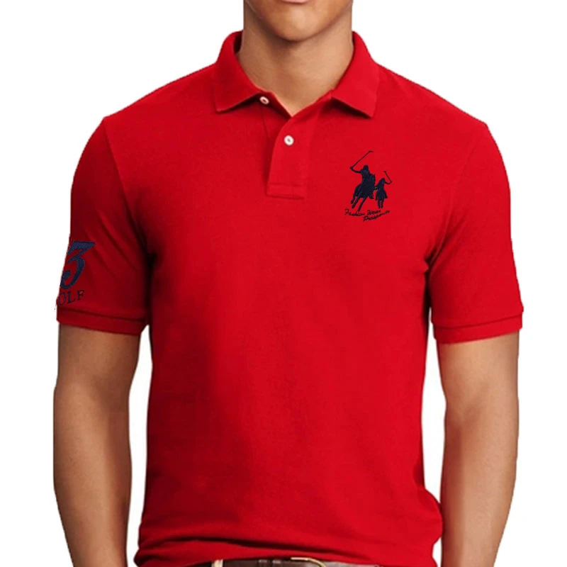 Camisetas de alta calidad para polos de negocios, Polo, caballo, bordado 3D, cuello vuelto, solapa, Tops|Polo| - AliExpress