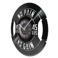 Fitness Gym Sign Weight Plate 45lbs Vinyl LP Record Wall Clock Workout Room Weightlifting Decor Artwork Clock Fitness Gift 2