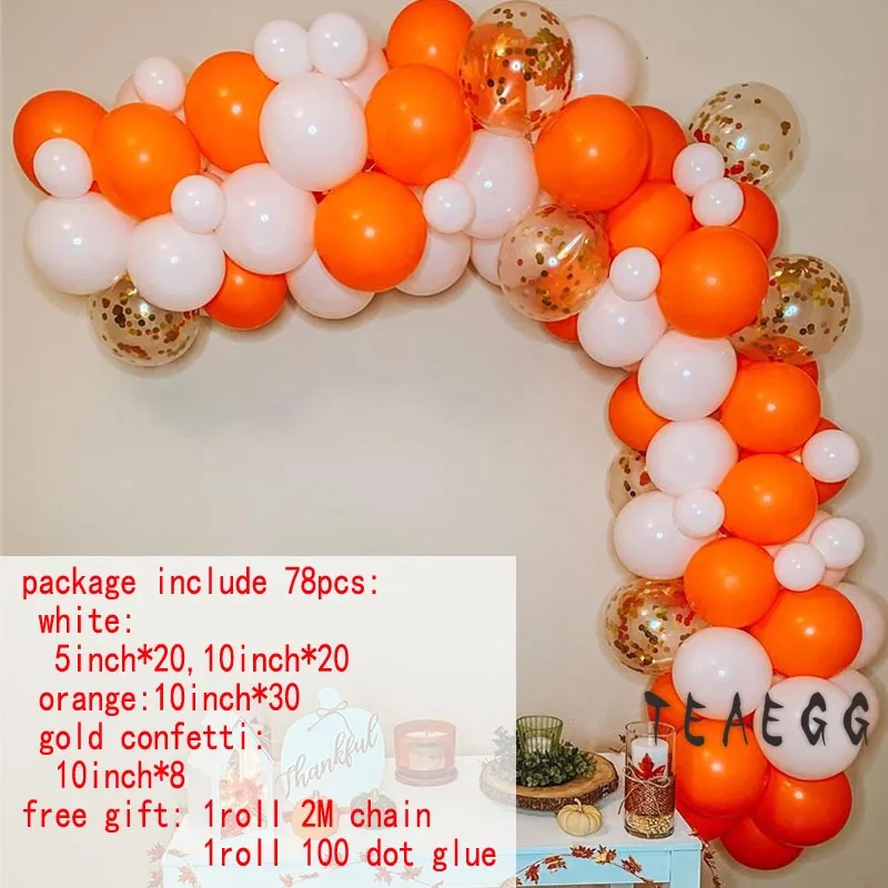 balloon set 78 шт Белый Оранжевый латексный шар гирлянда арочный комплект золотой воздушный шар "Конфетти" украшение на детский день рождения Anniversaire круглый фон - Цвет: balloon set