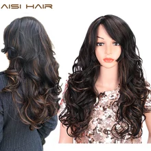 AISI волосы длинные волнистые натуральные волосы парик смешанный темно-коричневый синтетические парики для черных женщин боковая часть светлые парики термостойкие волокна