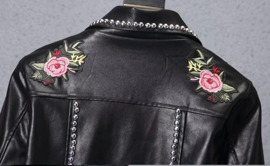Повседневные кожаные куртки Chaqueta De Cuero Moto с заклепками Украшенные панк