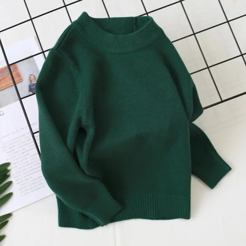 green girls tops Свитер с длинными рукавами для мальчиков и девочек; сезон весна-осень-зима; вязаные топы; детский пуловер; свитера; однотонная детская одежда для малышей; JW5023 - Цвет: green girls tops