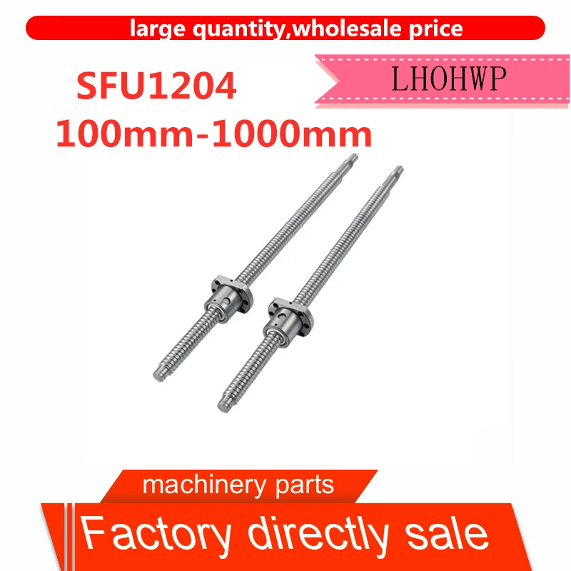 SFU1204 100 мм 150 161 200 250 261 1000 1204 шариковый винт C7 одна шариковая гайка с фланцем BK / BF10 для обработки концов