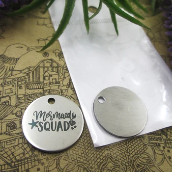 

10pcs--"MERMAID SQUAD"stainless steel charms 5 styles for choosing DIY Charms for necklace bracelets