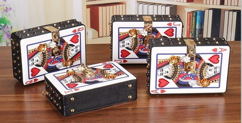 Telastar игральных карт Для женщин сумка Симпатичные для покера с сердцем узор в окне Курьерские сумки вечерние клатч сумочки через плечо на