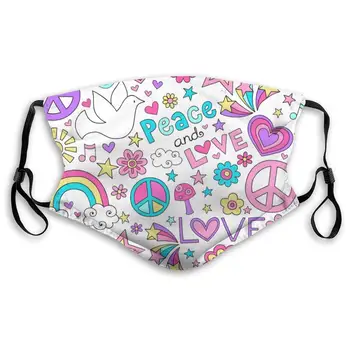 

Peace, Love, and Doves Pattern Unisex Anti-Pollution Mask Dust Mask with Filter Mask Black