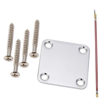 

1 Set Electric Guitar Neck Plate with Screws, Chrome & 1Pcs Guitar Truss Rod Hot Rod Guitar Truss Rod 460MM Two Way