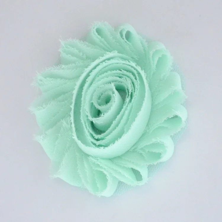 turquoise Nishine 20 шт./лот модные шикарные потрепанные шифоновые цветы для детей аксессуары для волос 3D потертые тканевые цветы для девочек повязки на голову - Цвет: turquoise