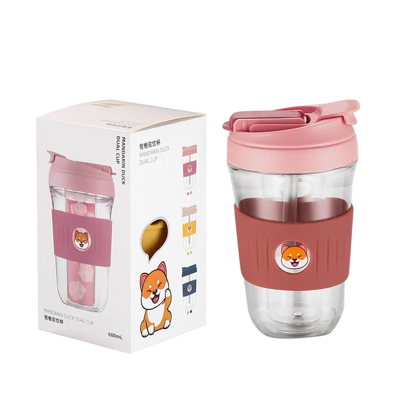 

Cute Water Bottle Coffee Cup Glass Water Bottle Milk Bottle Kawaii Drinking Bottle for Outdoor Sports Transparent Handy Cup