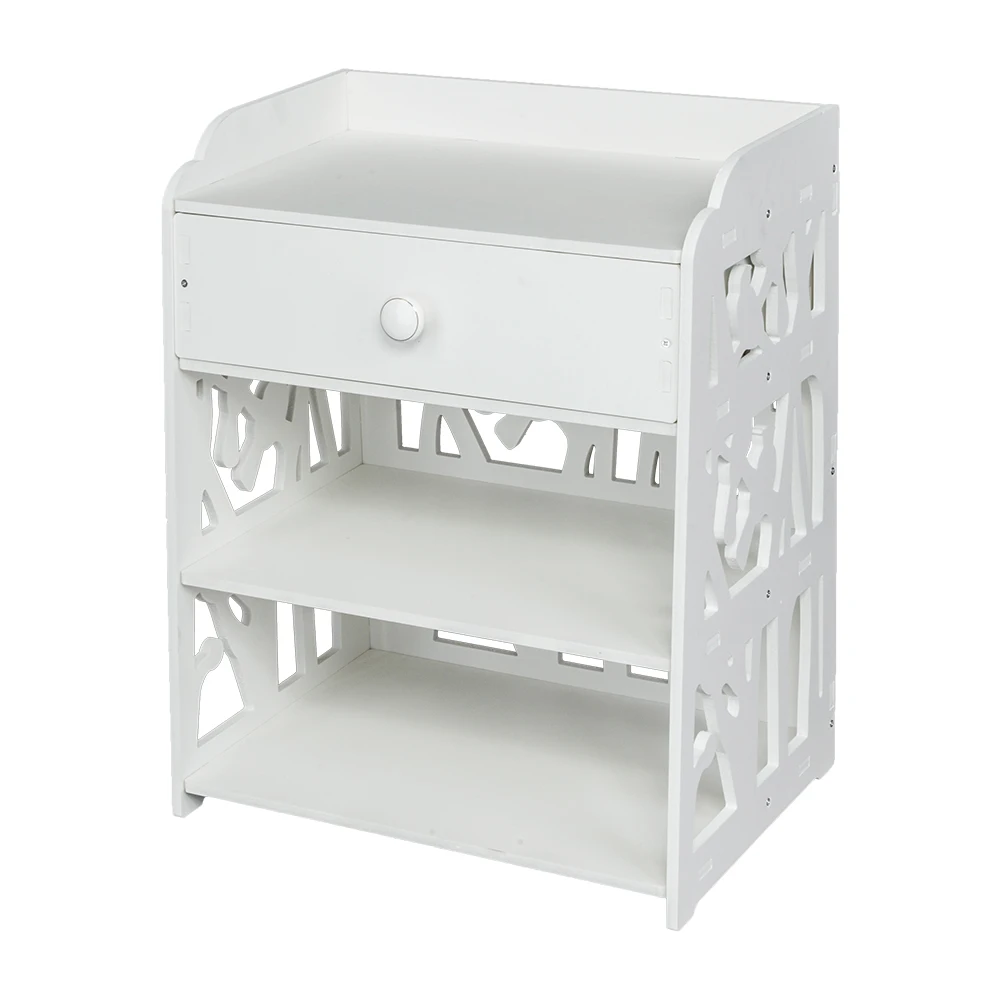 

Wooden Bed Side End Table Nightstand Bedroom Drawer & Bottom Shelf White HFing
