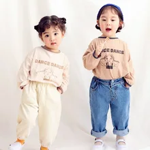 Детские рубашки для детей 2, 3, 4, 5, 6, 7 лет, топы с длинными рукавами и рисунком для девочек, одежда для мальчиков, корейский Повседневный пуловер, Детская рубашка