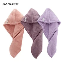 Двухслойная сухая шапка для волос] Sanli двухслойная Толстая шапочка для ванны, чтобы протереть волосы, полотенце, впитывающее платок