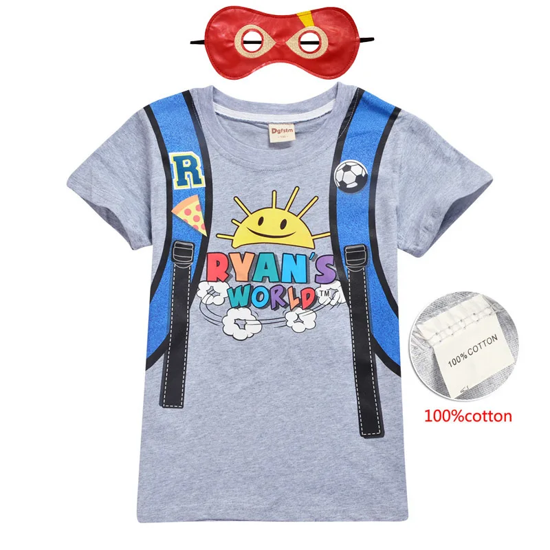 Ryan Toy Review/Футболка Топ для мальчиков и девочек; летняя хлопковая дышащая футболка; одежда детская одежда и маска Ryan Toy Review