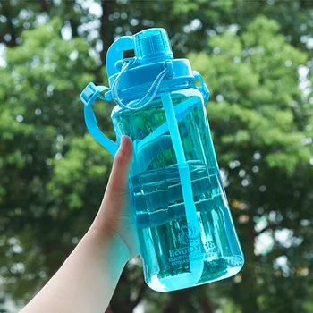 

1.5L/2.0L Large Capacity With Straw Water Bottle Camping Picnic Bicycle Gym Fitness Sports Shaker Drinking Bottle WaterBottle