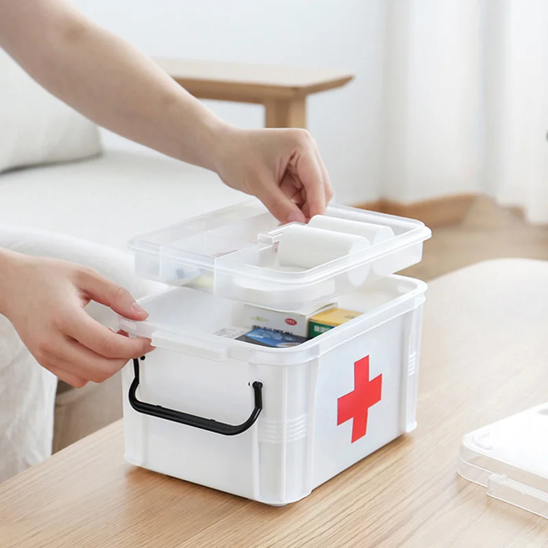 2 слоя здоровья таблетки грудь пластиковый контейнер для домашнего использования аптечка большой емкости коробка для лекарств выживания случае Аварийные наборы