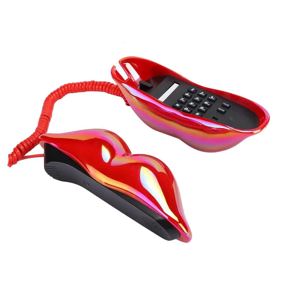 Lips Telephone Novelty Red Mouth Lip Shaped Phone Landline Desk Landline  Phone for Home Hotel Office Decoration