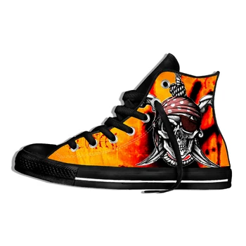 

3D Pattern Classic Skull Print Vulcanized Shoes for Men Breathable Lace Up Spring Summer Flats Comfortable Sneakers Plus