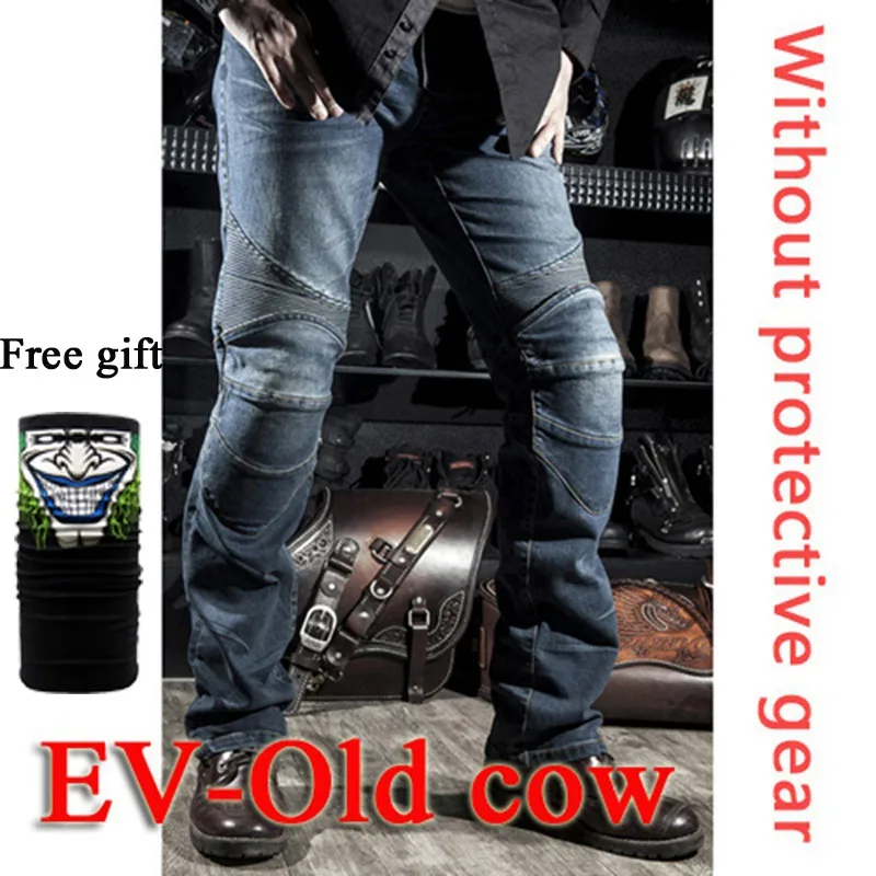Джинсы для мотоцикла, новинка, джинсы PK718, для отдыха, для мотоцикла, мужские, для бездорожья, для улицы, джинсы/велосипедные штаны с защитой, Экипировка для мужчин - Цвет: F-EV-Old cow Blue