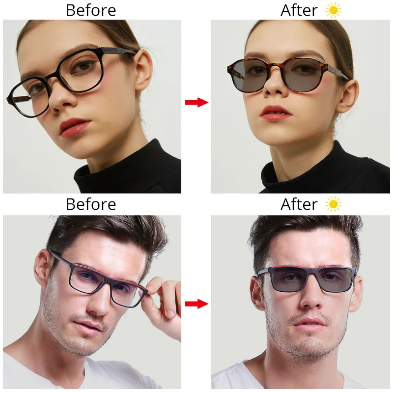 Ralferty 1.56 1.6 1.67 Photochromic Lens Chameleon Sunglasses Spectacle Clear Color Myopia Hyperopia Prescription Optical Lenses