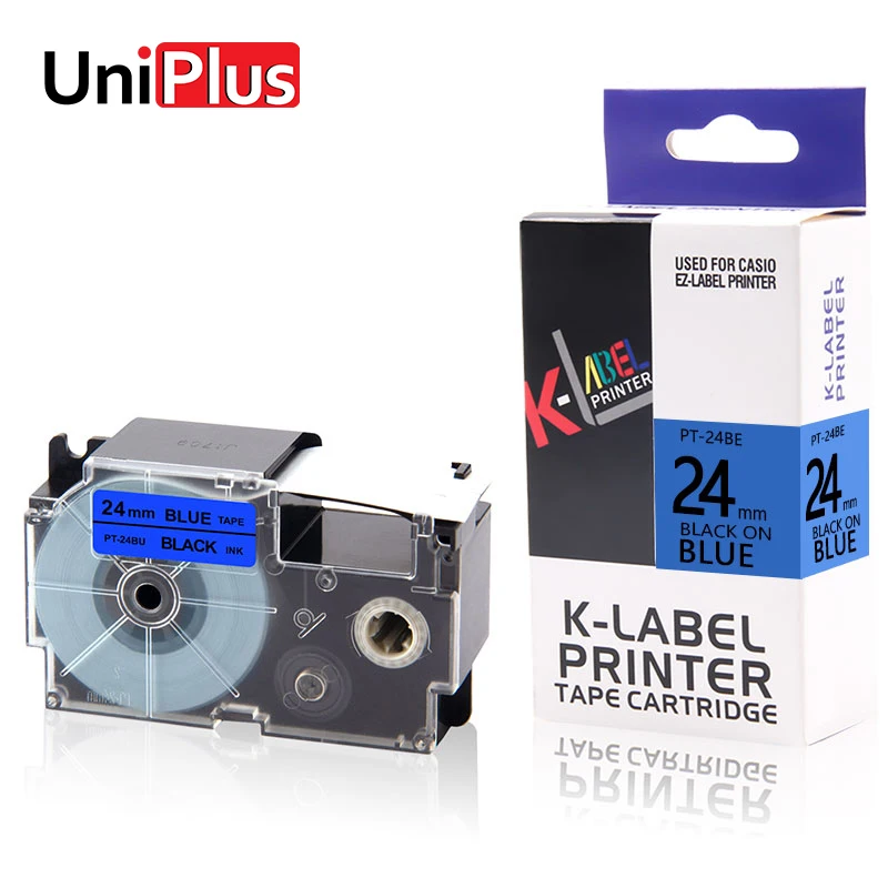 

UniPlus Blue Tape Ribbons for Casio King Jim Letter Label Printer XR-24BU 24mm Black on Blue Label Maker for KLD-350 KLD-700