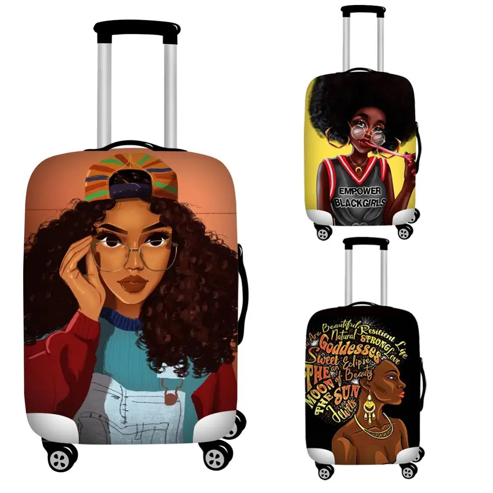 

Nopersonality Black African Girl Travel Luggage Covers Elastic 18-32inch Protective Suitcase Cover Waterproof Trolley Case Cover