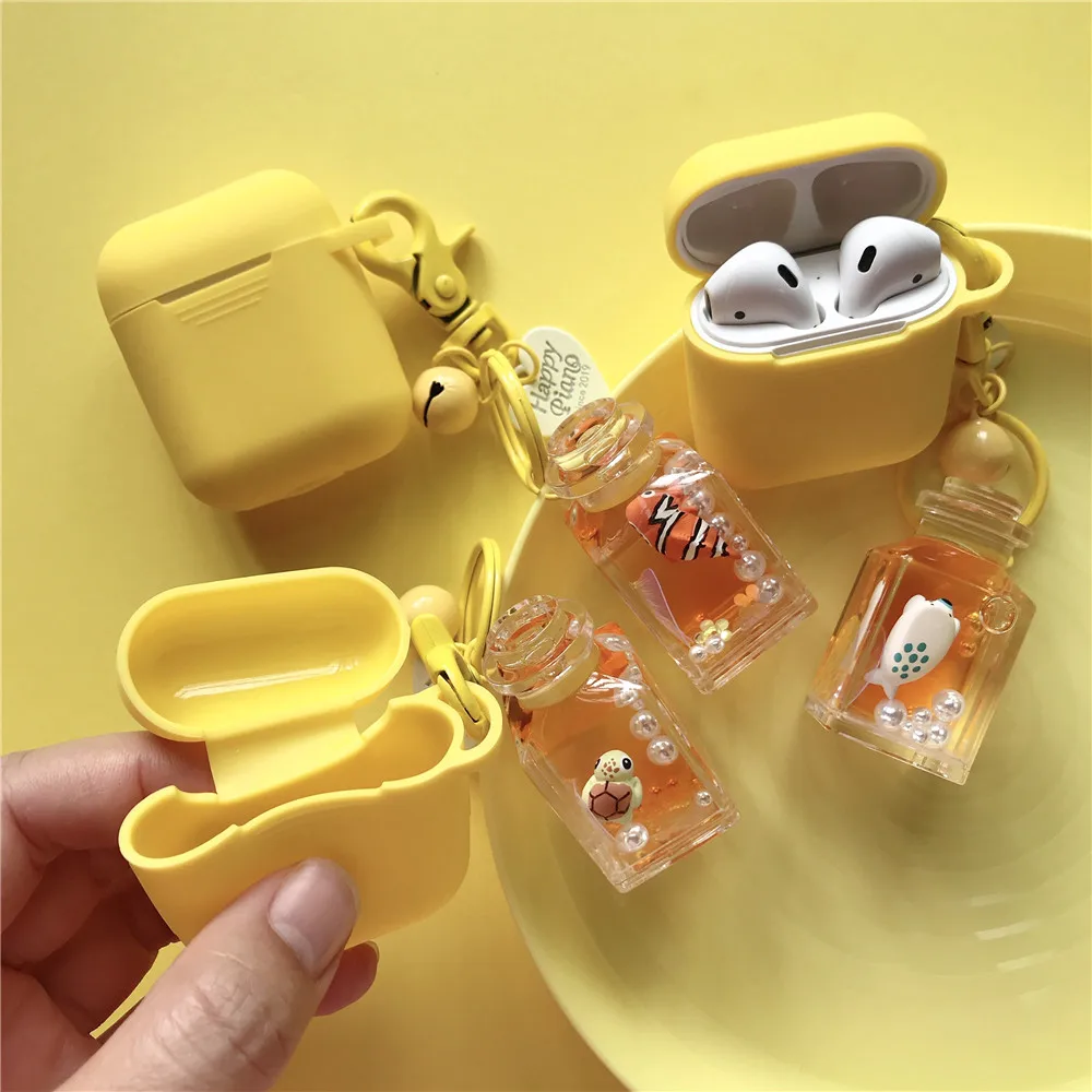 Морской жизни кулон Декор желтый лимон Мягкий силиконовый чехол для Airpods 1 2 аксессуары беспроводной Дрифтинг Бутылка Защитный чехол
