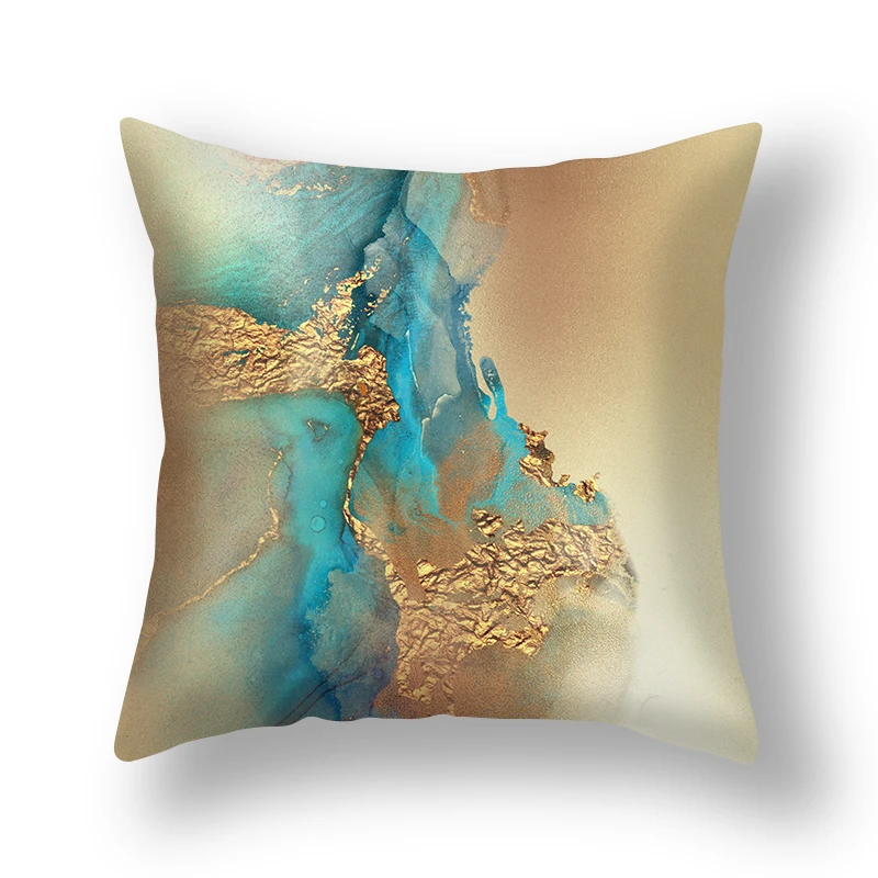 Abstract Printing Gold Cushion Cover Home Decor Sofa Seat Chair Back Pillow Case Soft Cozy Polyester 45x45cm Pillowcase