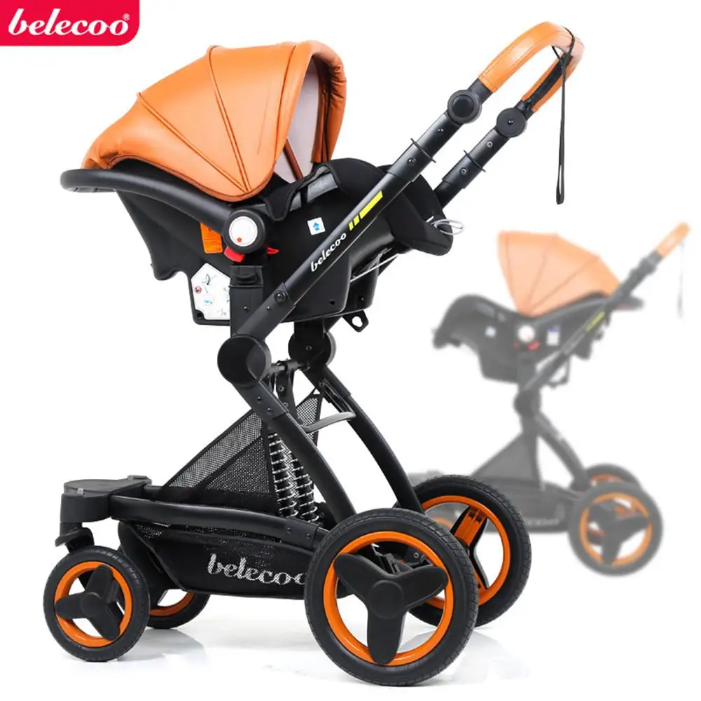 Новая детская коляска Belecoo, 2 в 1, складной ударопрочный комплект для лежа и сидения с корзиной, 2 шт
