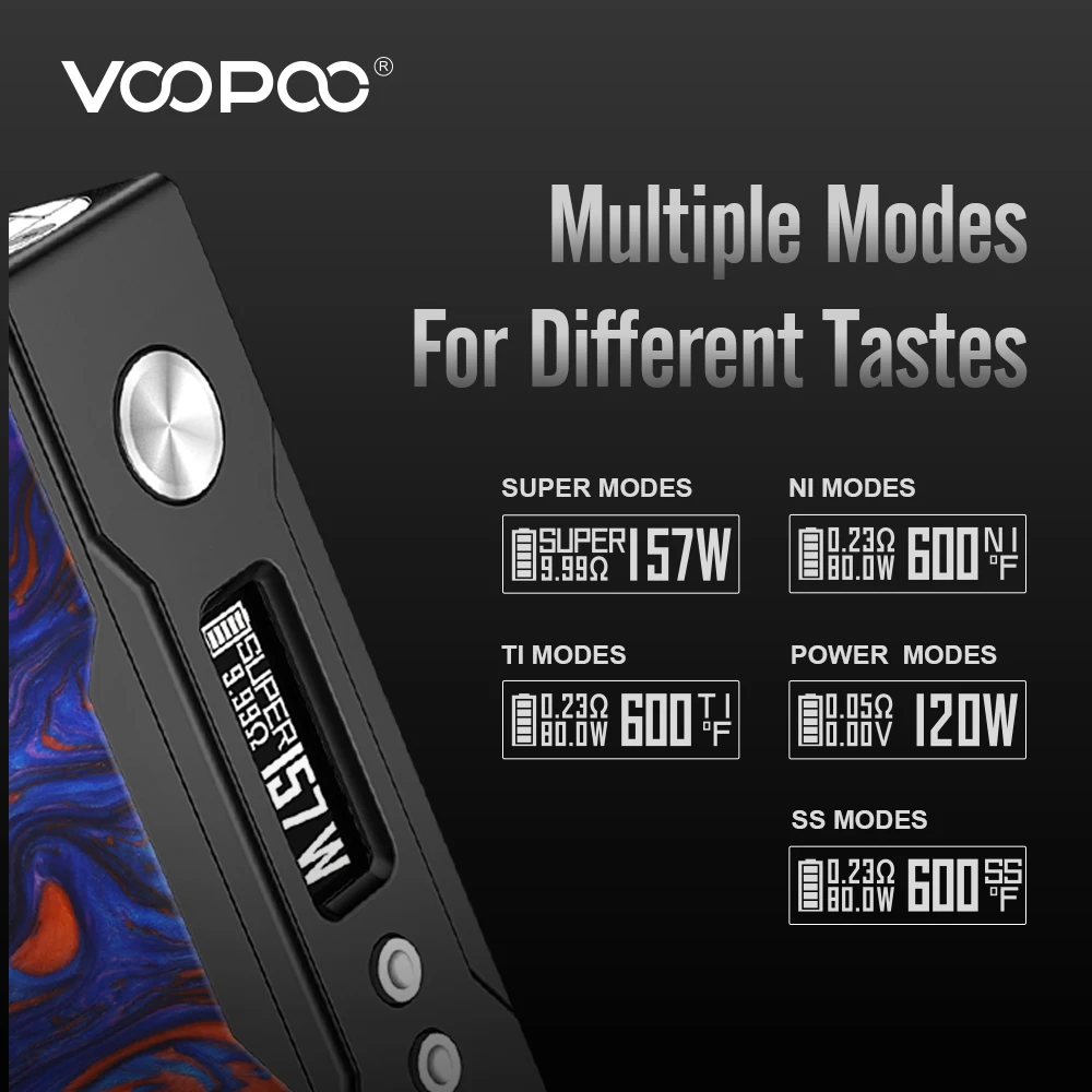 Kaufen Drag Vape Mod 157W Box Mods Vaper Elektronische Zigarette E Cig Verdampfer Vape Mod Box Keine Dual 18650 batterie 510 Gewinde