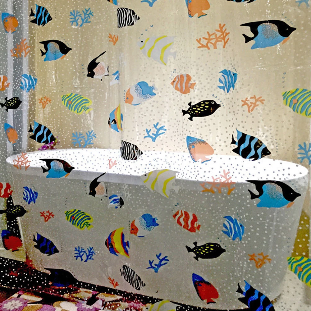 Водонепроницаемый прозрачный моющийся экологически чистый Декор для ванной занавеска для душа океан морская рыба