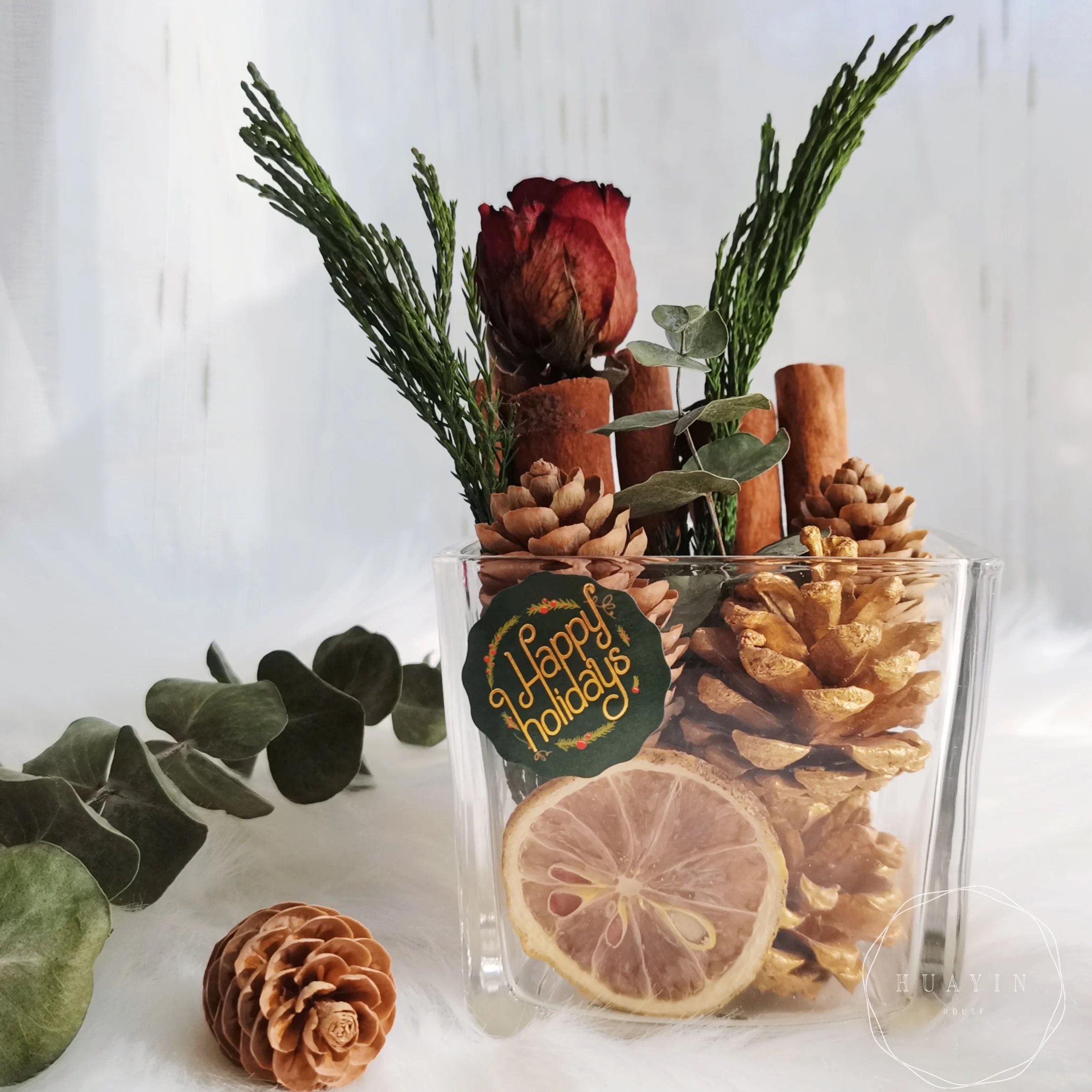 Gold and Silver Pine Cone DIY Wedding Christmas Wreath Decoration Pine Cone Ball Christmas Tree Ornaments 6/9 pieces/set