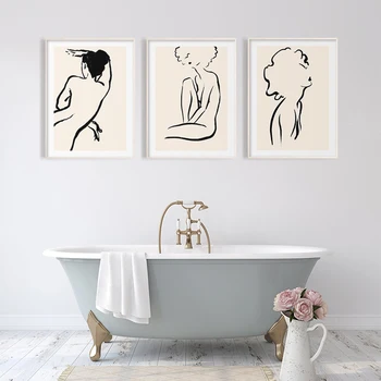 

Modern Abstract Line Figure Poster Minimalist Europe Canvas Painting Prints Wall Art Pictures Living Room Bathroom Home Decor