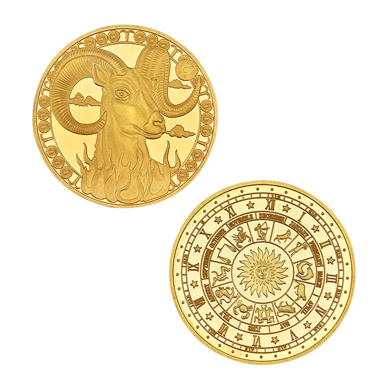 Creative Twelve Constellations Zodiac Coin Challenge Golden Plated Commemorative Coins Set Home Decor Crafts Art Collection Gift commemorative coin