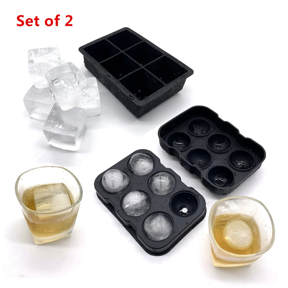 BHD Easy-release Flexible Whisky Ice Cube Maker Square Silicone Ice Mold Maker Tray With Lids