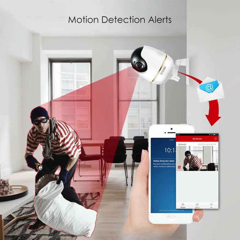ZOSI Wifi IP Camera 1080p Wireless Mini CCTV P2P Camera Baby Monitor Security P/T Micro SD Card Camera Smart Remote Control