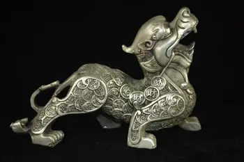 

Old Collectible Vintage China Tibet Silver Carve Wealthy Dragon Rare Big Statue