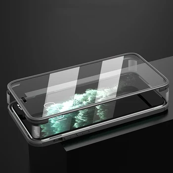

Tempered Glass Case for iPhone 11 Pro Max Cover Xs X Xr Cases 360 Double-sided Protective Cases for iPhone SE 2020 7 8 Shell Bag