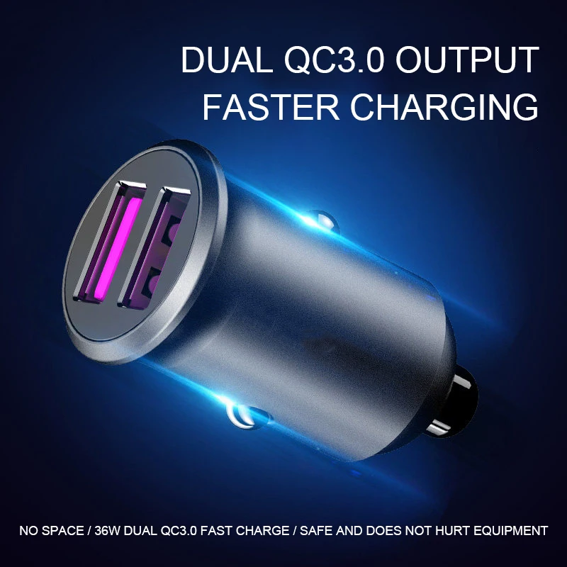 

Quick Charge Fast Dual USB 3.0 Output Car Charger For iPhone 7 8 Plus X Phone Fast Charging Smart Phones Car Charger In The Car