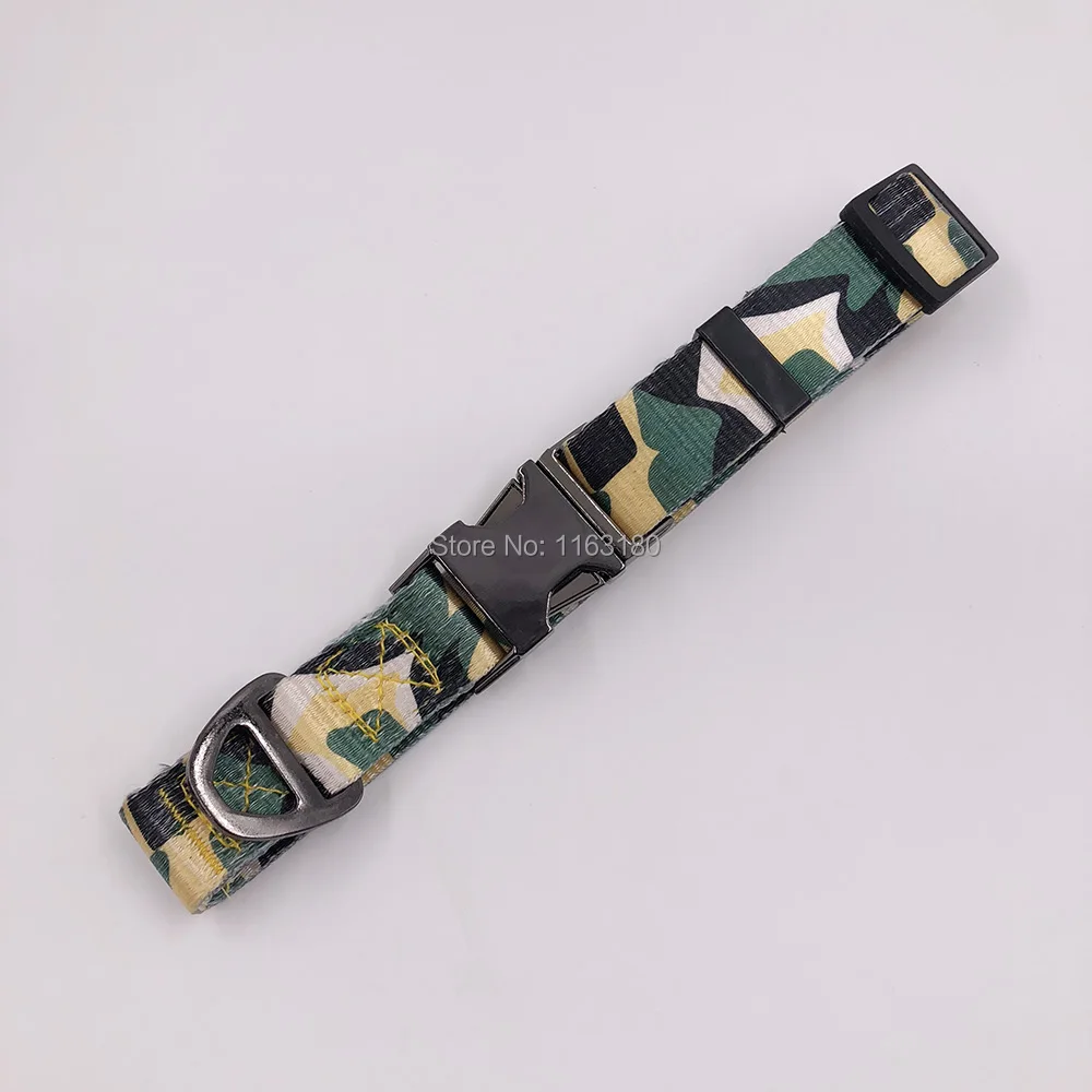 12pcs/lot Personalized Custom ID Name Nylon Pet Dog Collar Adjustable Engraved Puppy Cat Collars For Large Dogs