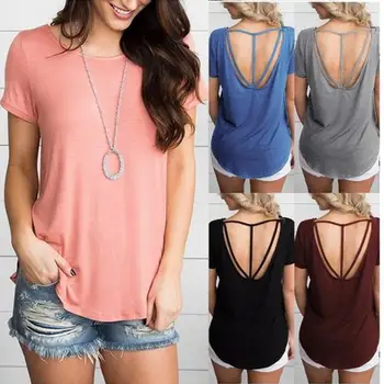 

2019 Summer Pullover Short Sleeve Round Neck Loose Women's T-Shirt