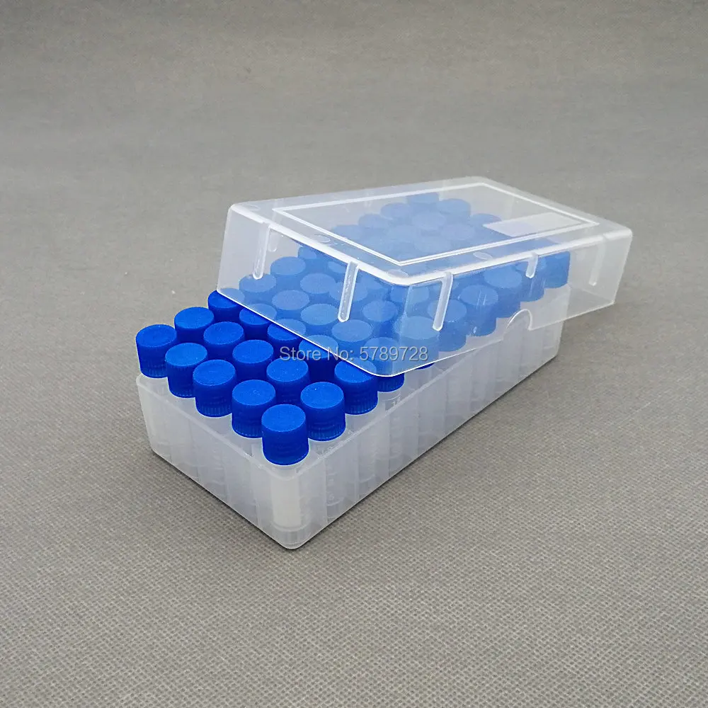 50 pieces plastic 1.8ml freezing tube + one piece 50 vents plastic Freezing tube storage box for experiment centrifuge tube cell freezing container