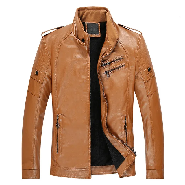 3 Осенняя косая Zipper2019 мотоциклетная кожаная куртка мужская повседневная куртка из плотного флиса с карманами винтажная куртка из искусственной кожи - Цвет: 3