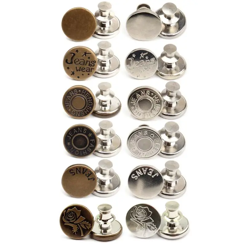 8Pcs/bag Metal Jeans Button Pants Trousers Increase Reduce Waist Buttons DIY Kit | Дом и сад